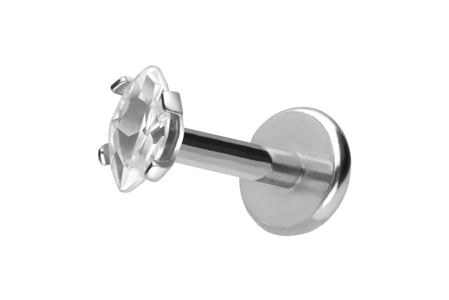 Titan Labret Piercing mit Push Fit EINGEFASSTER KRISTALLTROPFEN